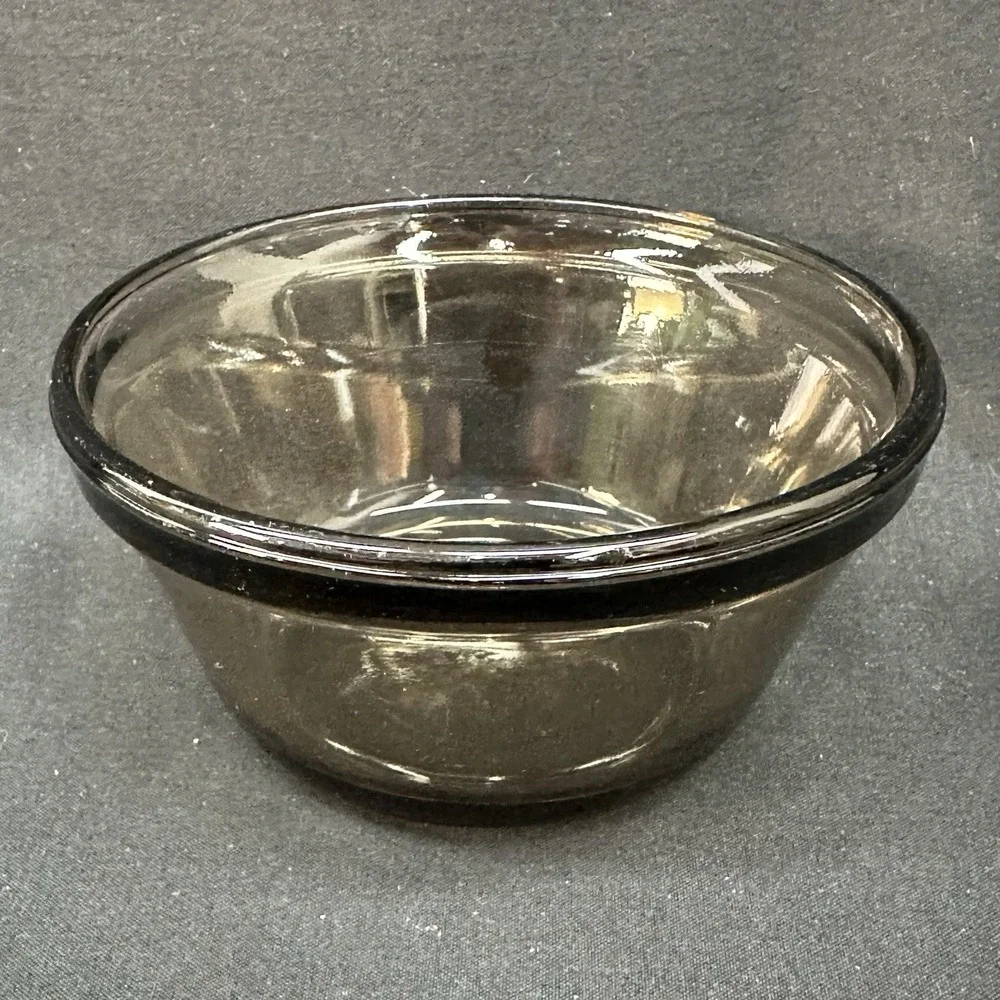 Anchor Hocking 6 oz 1034 Smoke Amber Brown Glass Custard Cup / Ramekin, Vintage